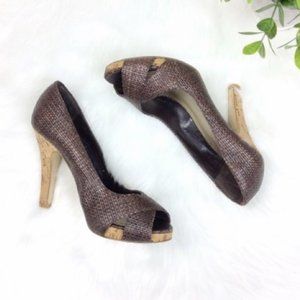 Nine West Corkboard Peep Toe Heels Size 6